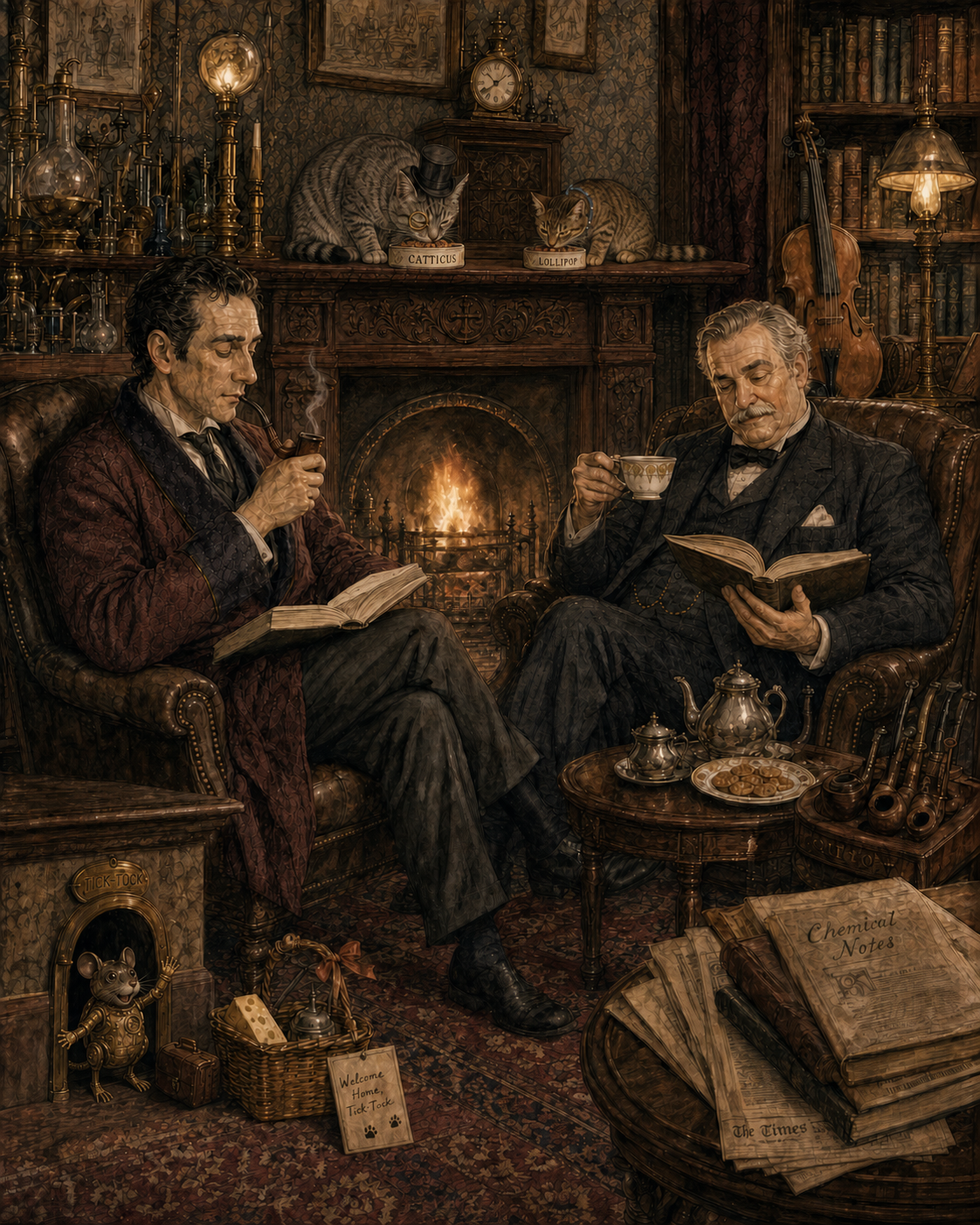 scene 00 cats mantelpiece 221b